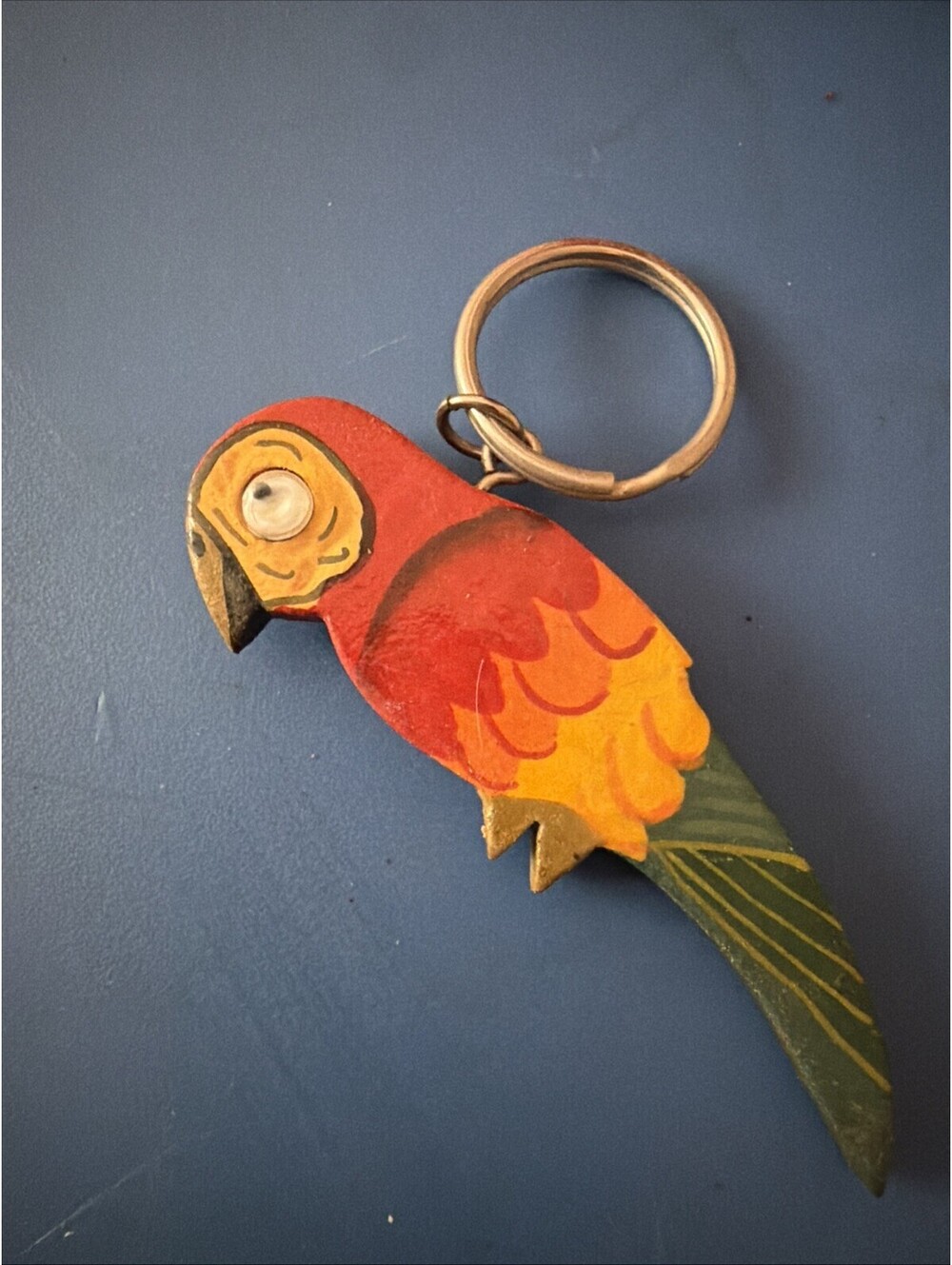 Vintage Parrot Key Chain With Googly Eyes
